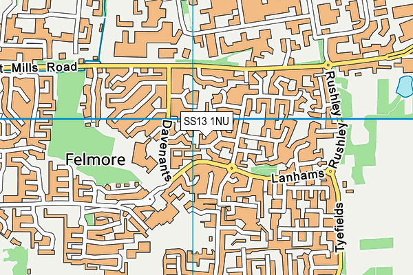 SS13 1NU map - OS VectorMap District (Ordnance Survey)