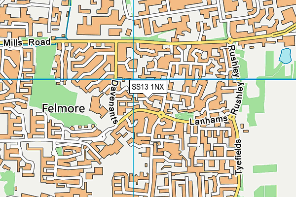 SS13 1NX map - OS VectorMap District (Ordnance Survey)