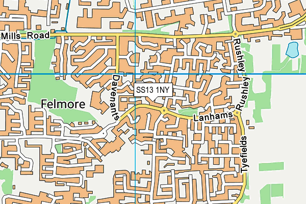 SS13 1NY map - OS VectorMap District (Ordnance Survey)