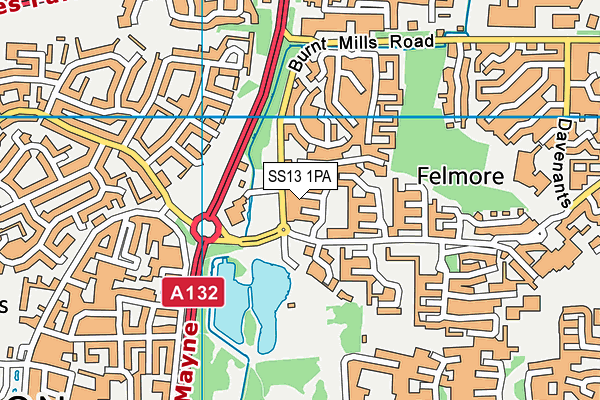 SS13 1PA map - OS VectorMap District (Ordnance Survey)