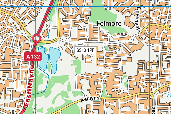 SS13 1PF map - OS VectorMap District (Ordnance Survey)