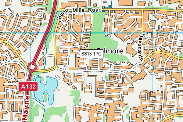 SS13 1PG map - OS VectorMap District (Ordnance Survey)