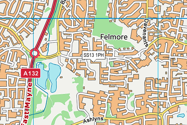 SS13 1PH map - OS VectorMap District (Ordnance Survey)