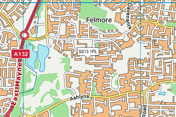 SS13 1PL map - OS VectorMap District (Ordnance Survey)