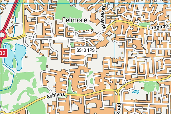 SS13 1PS map - OS VectorMap District (Ordnance Survey)