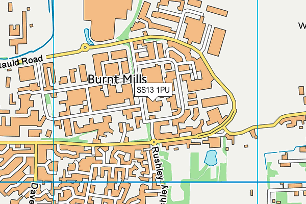 SS13 1PU map - OS VectorMap District (Ordnance Survey)