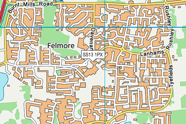 SS13 1PX map - OS VectorMap District (Ordnance Survey)