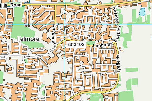 SS13 1QG map - OS VectorMap District (Ordnance Survey)