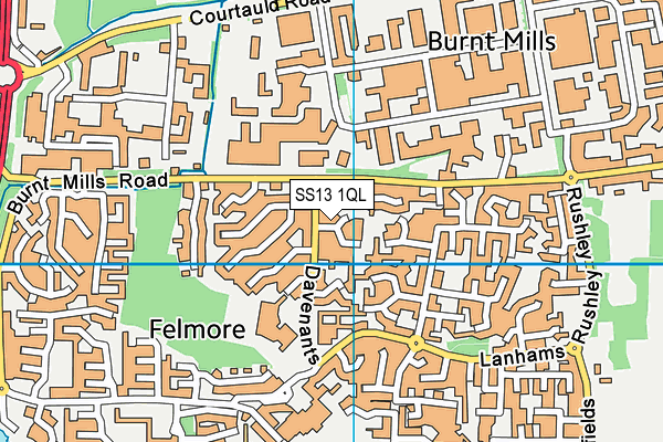 SS13 1QL map - OS VectorMap District (Ordnance Survey)