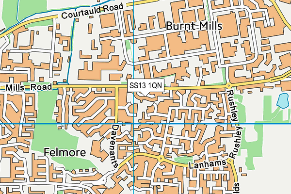 SS13 1QN map - OS VectorMap District (Ordnance Survey)