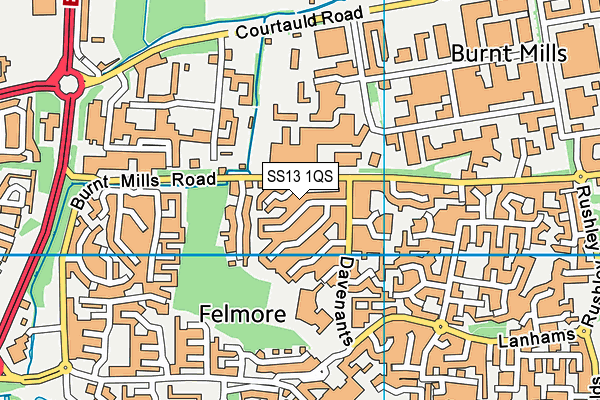 SS13 1QS map - OS VectorMap District (Ordnance Survey)