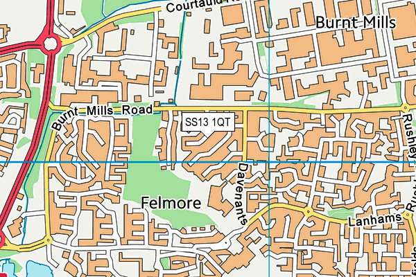 SS13 1QT map - OS VectorMap District (Ordnance Survey)