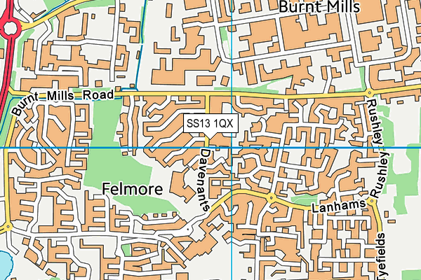 Felmore Primary School map (SS13 1QX) - OS VectorMap District (Ordnance Survey)