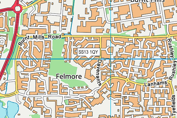 SS13 1QY map - OS VectorMap District (Ordnance Survey)