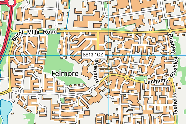 SS13 1QZ map - OS VectorMap District (Ordnance Survey)