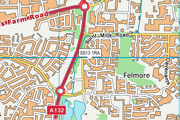 SS13 1RA map - OS VectorMap District (Ordnance Survey)