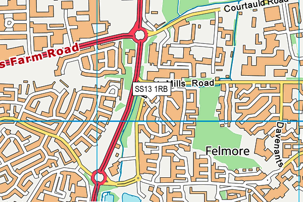 SS13 1RB map - OS VectorMap District (Ordnance Survey)