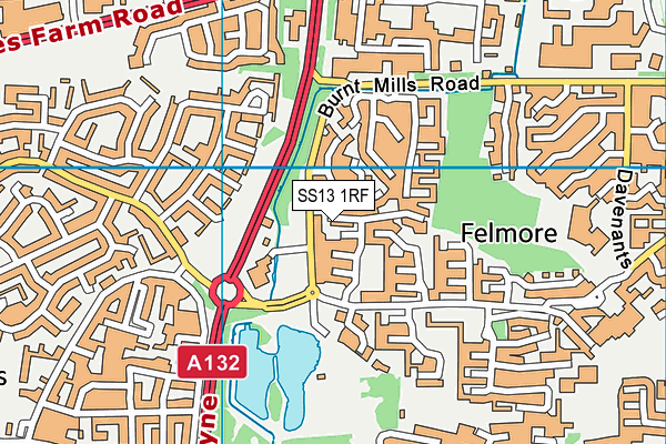 SS13 1RF map - OS VectorMap District (Ordnance Survey)