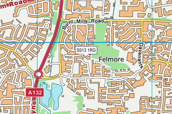 SS13 1RG map - OS VectorMap District (Ordnance Survey)