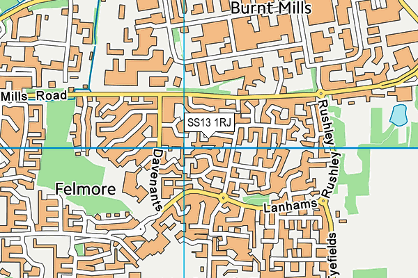 SS13 1RJ map - OS VectorMap District (Ordnance Survey)