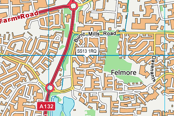 SS13 1RQ map - OS VectorMap District (Ordnance Survey)