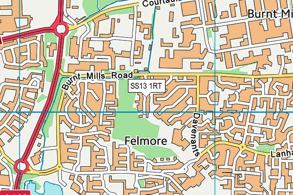 SS13 1RT map - OS VectorMap District (Ordnance Survey)