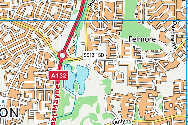 SS13 1SD map - OS VectorMap District (Ordnance Survey)