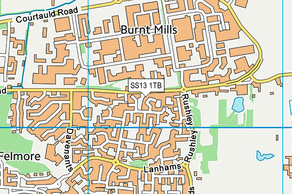 SS13 1TB map - OS VectorMap District (Ordnance Survey)