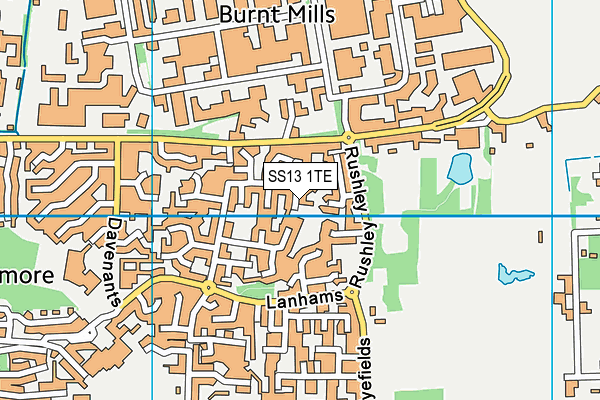 SS13 1TE map - OS VectorMap District (Ordnance Survey)