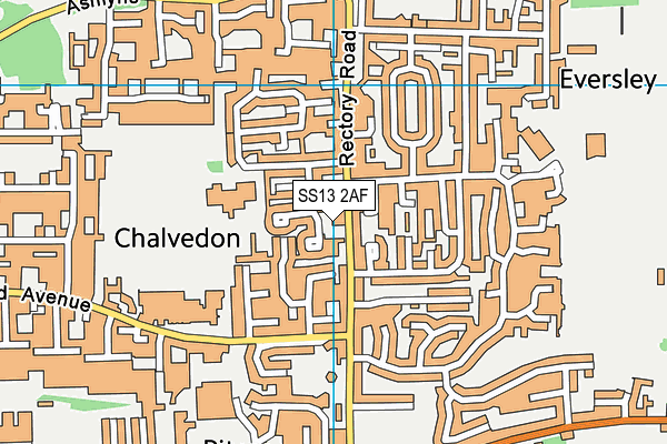 SS13 2AF map - OS VectorMap District (Ordnance Survey)