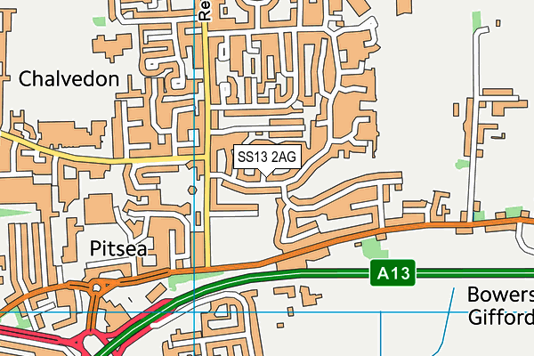 SS13 2AG map - OS VectorMap District (Ordnance Survey)