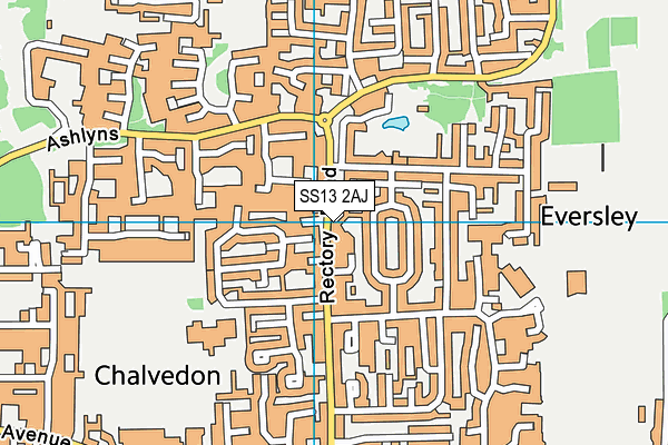 SS13 2AJ map - OS VectorMap District (Ordnance Survey)