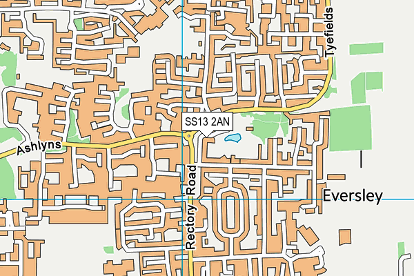 SS13 2AN map - OS VectorMap District (Ordnance Survey)