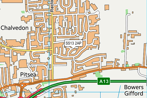 SS13 2AP map - OS VectorMap District (Ordnance Survey)