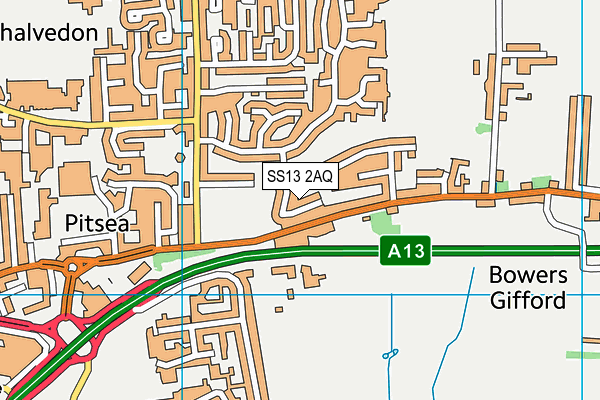 SS13 2AQ map - OS VectorMap District (Ordnance Survey)