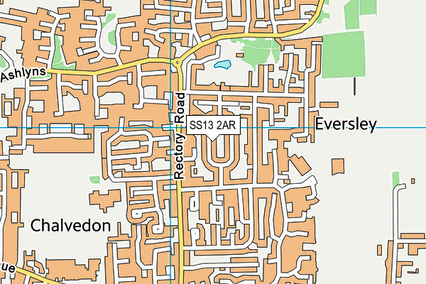 SS13 2AR map - OS VectorMap District (Ordnance Survey)