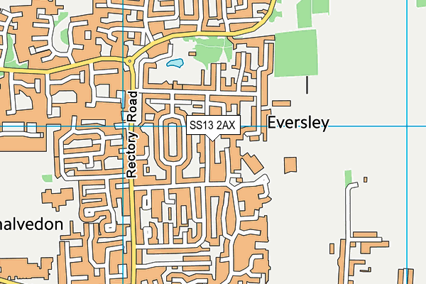 SS13 2AX map - OS VectorMap District (Ordnance Survey)