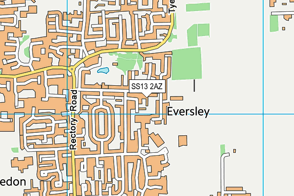 SS13 2AZ map - OS VectorMap District (Ordnance Survey)