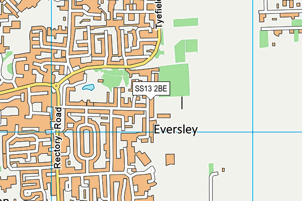 SS13 2BE map - OS VectorMap District (Ordnance Survey)