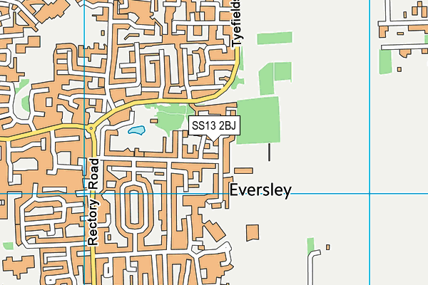 SS13 2BJ map - OS VectorMap District (Ordnance Survey)