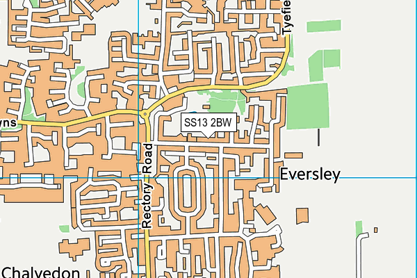 SS13 2BW map - OS VectorMap District (Ordnance Survey)