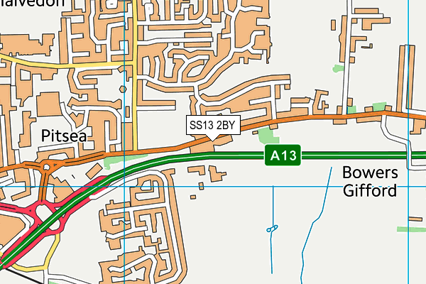 SS13 2BY map - OS VectorMap District (Ordnance Survey)