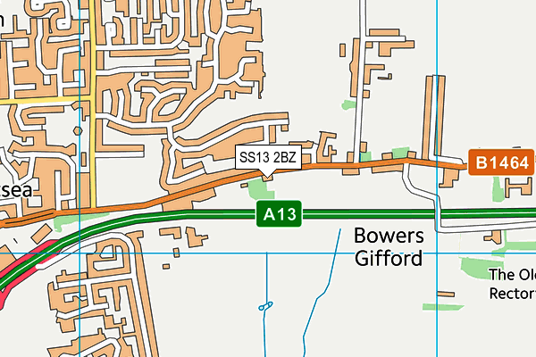 SS13 2BZ map - OS VectorMap District (Ordnance Survey)