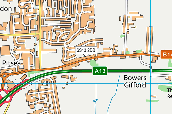 SS13 2DB map - OS VectorMap District (Ordnance Survey)