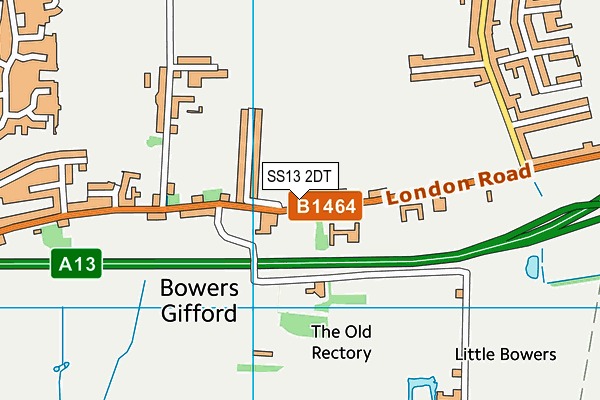 SS13 2DT map - OS VectorMap District (Ordnance Survey)