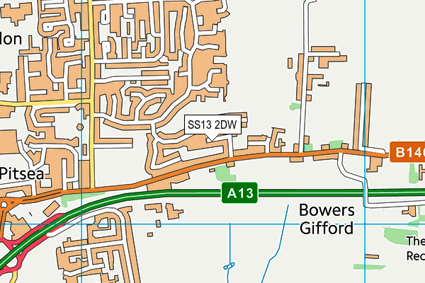 SS13 2DW map - OS VectorMap District (Ordnance Survey)