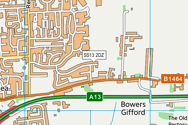 SS13 2DZ map - OS VectorMap District (Ordnance Survey)