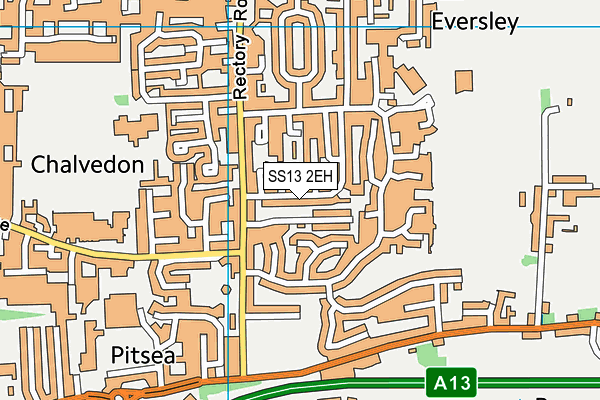 SS13 2EH map - OS VectorMap District (Ordnance Survey)