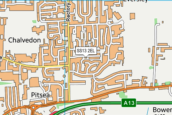 SS13 2EL map - OS VectorMap District (Ordnance Survey)