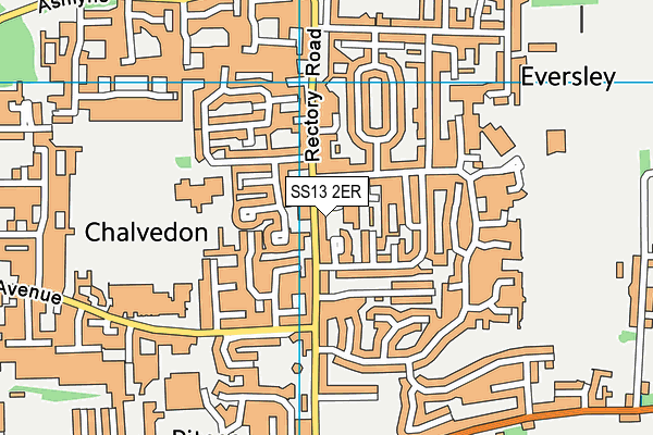 SS13 2ER map - OS VectorMap District (Ordnance Survey)